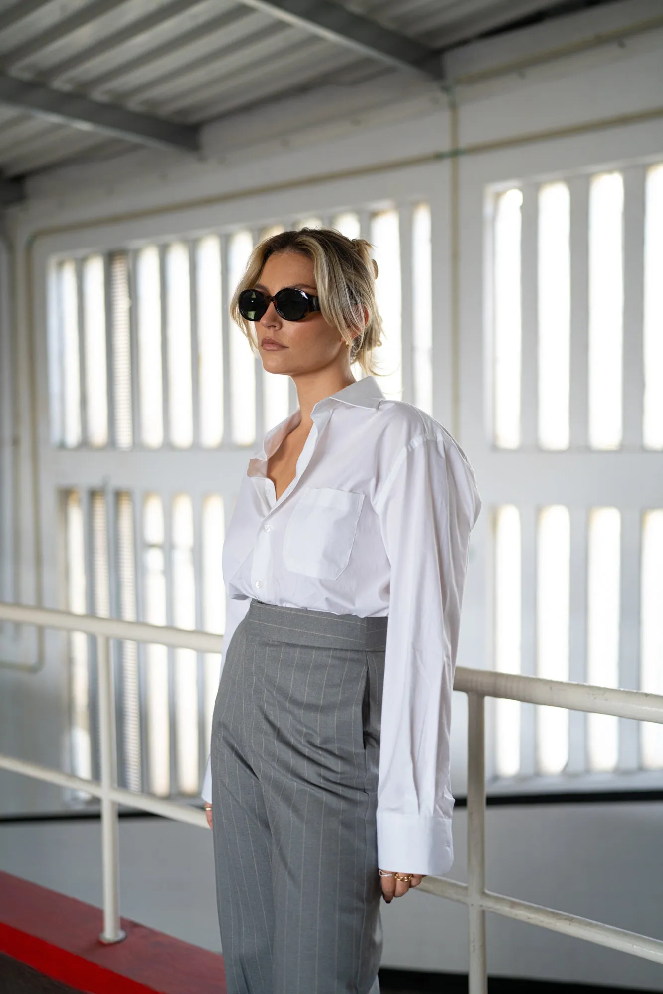 Frankie Pinstripe Trousers - Grey