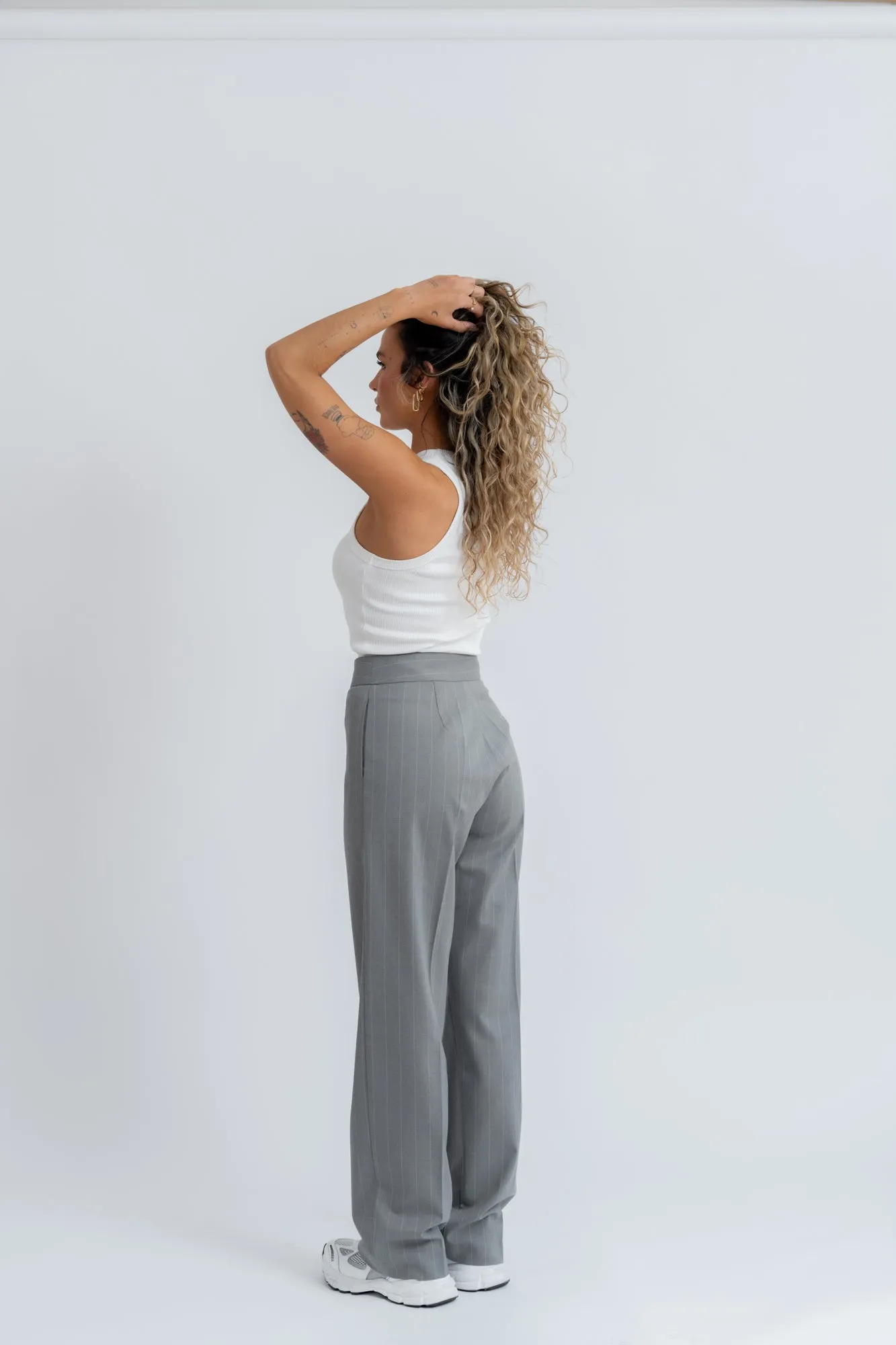 Frankie Pinstripe Trousers - Grey