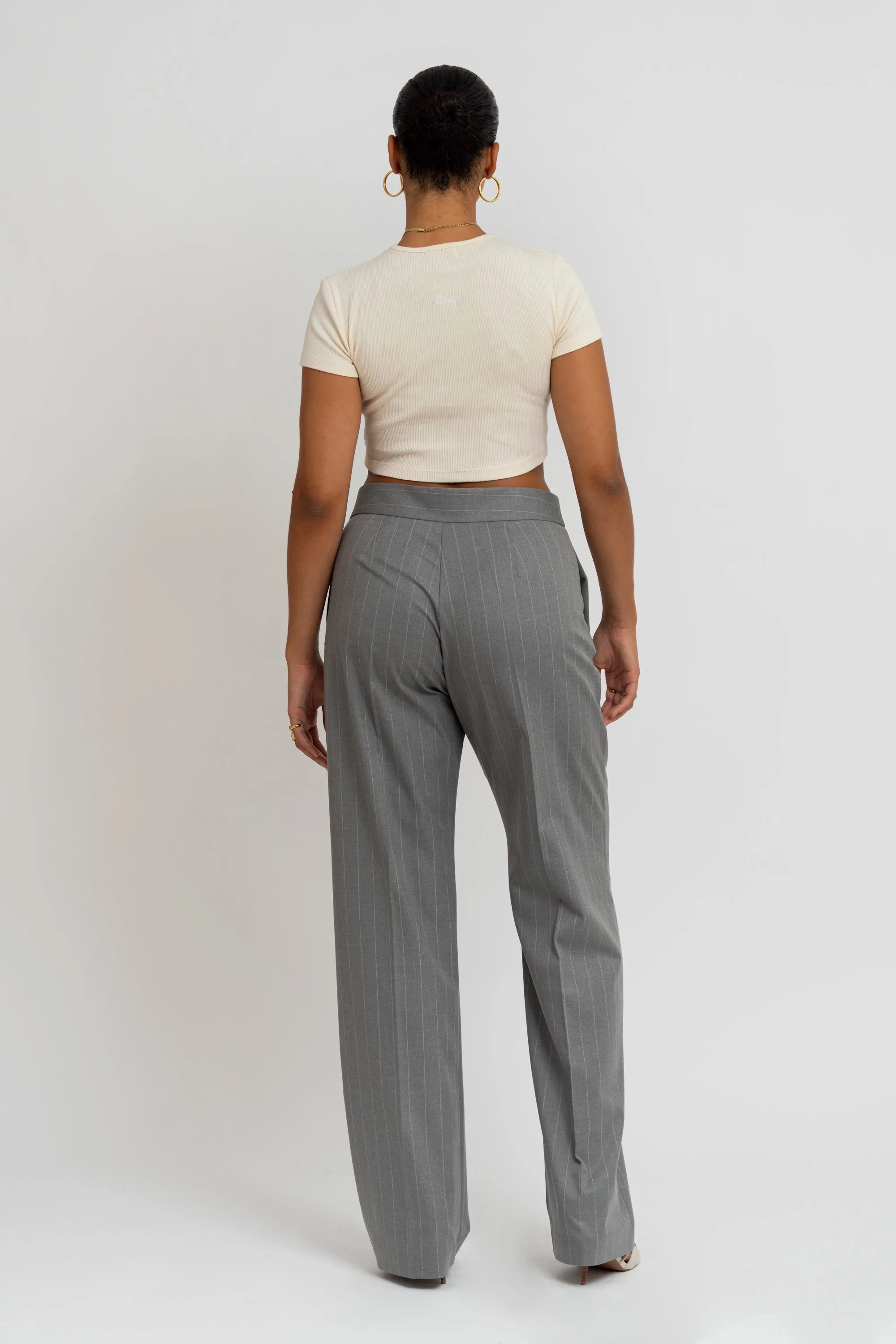 Frankie Pinstripe Trousers - Grey