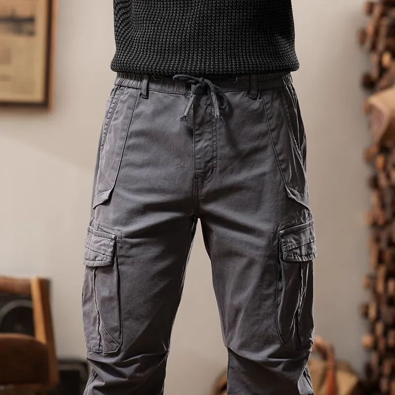 G-STONE Men's Cargo Pants Large Pocket Cinched Drawstring Legs Fashion Relaxed Fit Hiking Trousers Outdoor Stretch Pant
