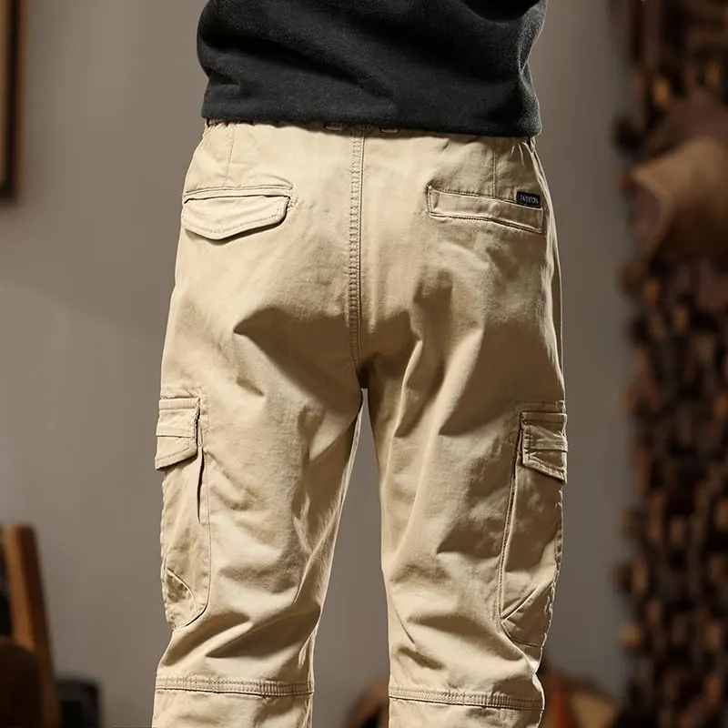 G-STONE Men's Cargo Pants Large Pocket Cinched Drawstring Legs Fashion Relaxed Fit Hiking Trousers Outdoor Stretch Pant