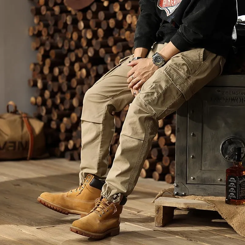 G-STONE Men's Cargo Pants Large Pocket Cinched Drawstring Legs Fashion Relaxed Fit Hiking Trousers Outdoor Stretch Pant