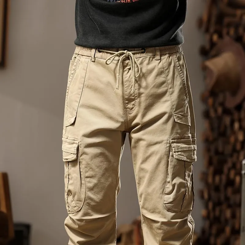 G-STONE Men's Cargo Pants Large Pocket Cinched Drawstring Legs Fashion Relaxed Fit Hiking Trousers Outdoor Stretch Pant