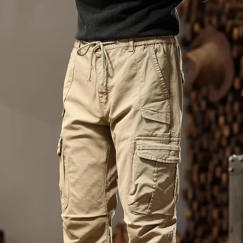 G-STONE Men's Cargo Pants Large Pocket Cinched Drawstring Legs Fashion Relaxed Fit Hiking Trousers Outdoor Stretch Pant