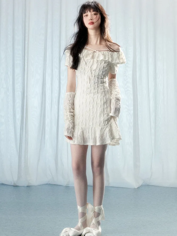 Glove Frill Feminine Off-shoulder One-piece