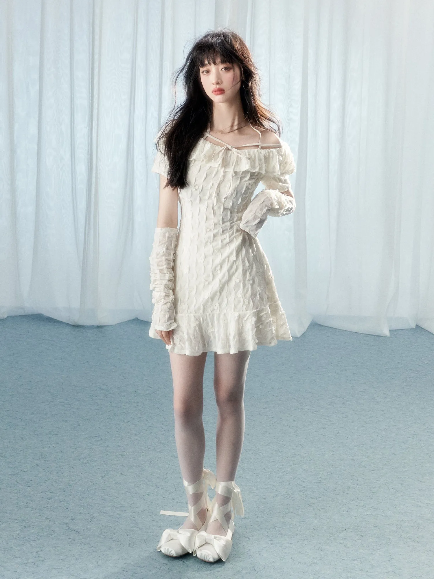 Glove Frill Feminine Off-shoulder One-piece