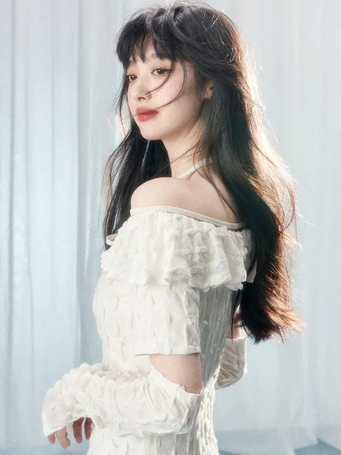Glove Frill Feminine Off-shoulder One-piece