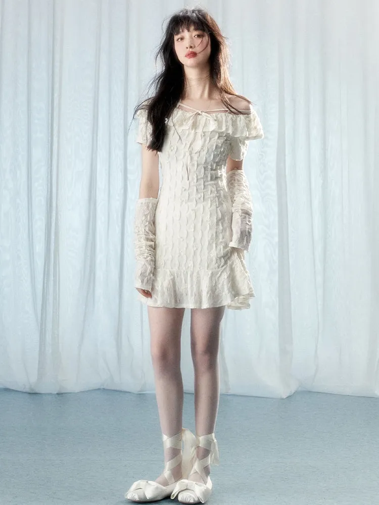 Glove Frill Feminine Off-shoulder One-piece