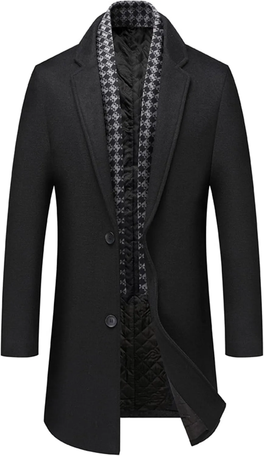 JEShifangjiusu Men'S Trench Coat Long Wool Coat Winter Classic Overcoat Top Pea Coat Slim Fit Business Down Puffer Jacket