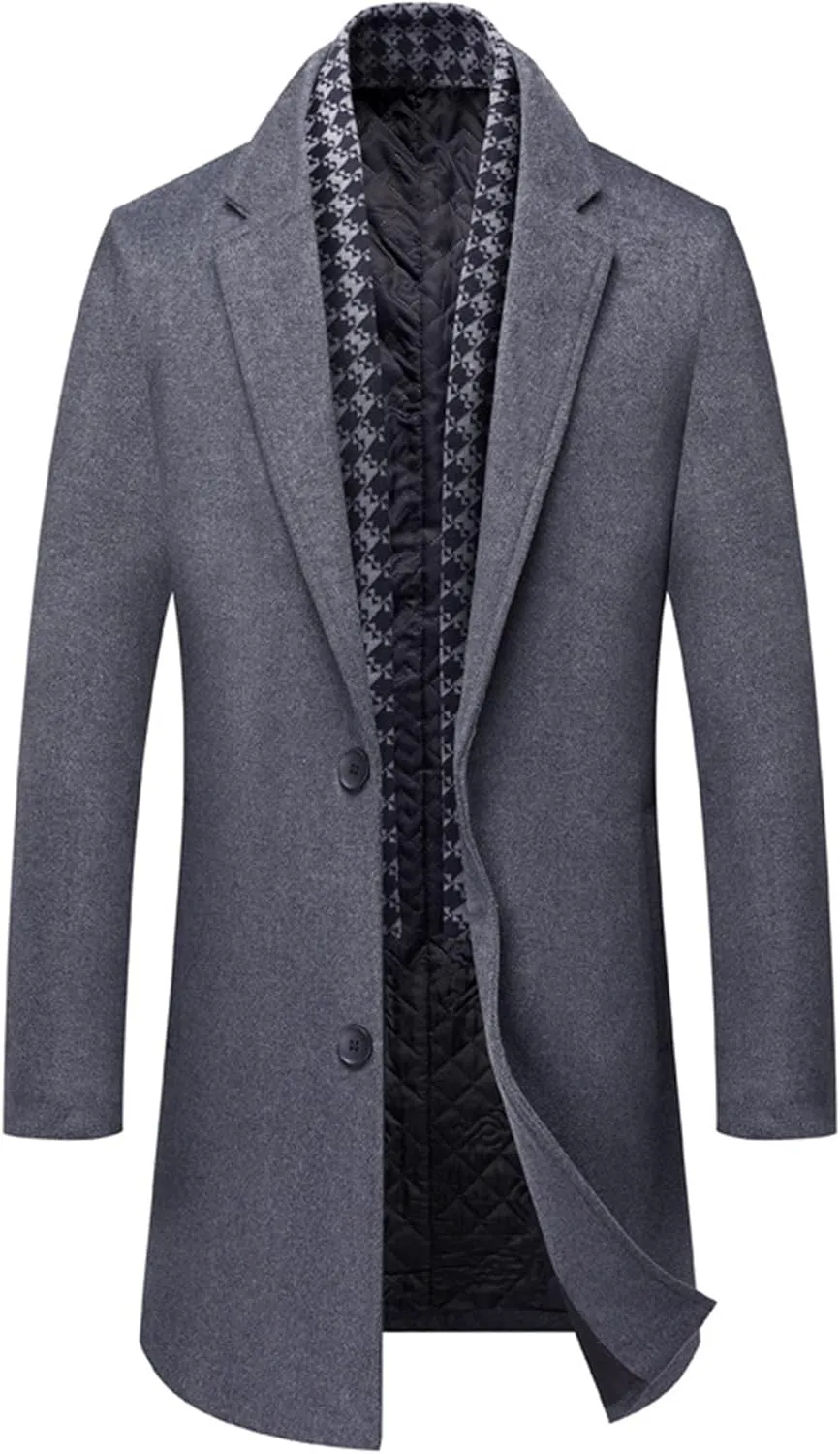 JEShifangjiusu Men'S Trench Coat Long Wool Coat Winter Classic Overcoat Top Pea Coat Slim Fit Business Down Puffer Jacket