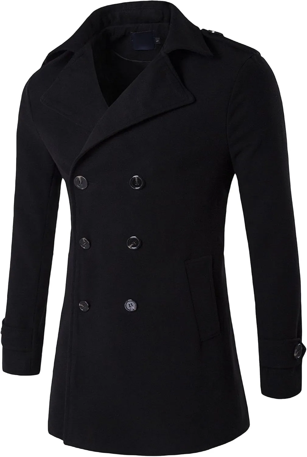 JEShifangjiusu Men'S Wool Blend Pea Coat Fashion Classic Double Breasted Trench Coat Warm Winter Business Lapel Overcoat