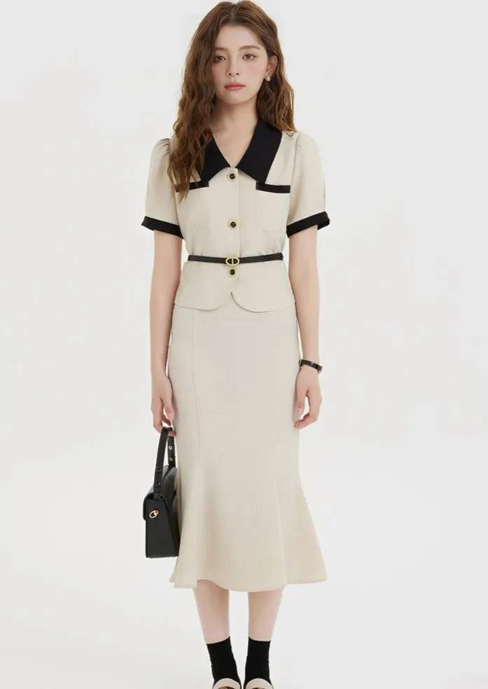 LINE JACKET&FISHTAIL SKIRT DRESS