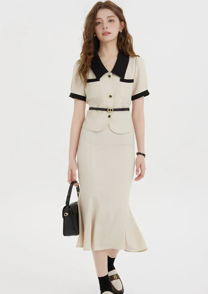 LINE JACKET&FISHTAIL SKIRT DRESS