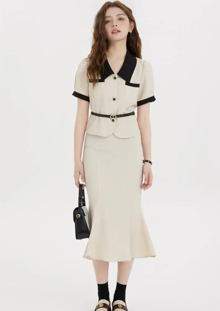 LINE JACKET&FISHTAIL SKIRT DRESS