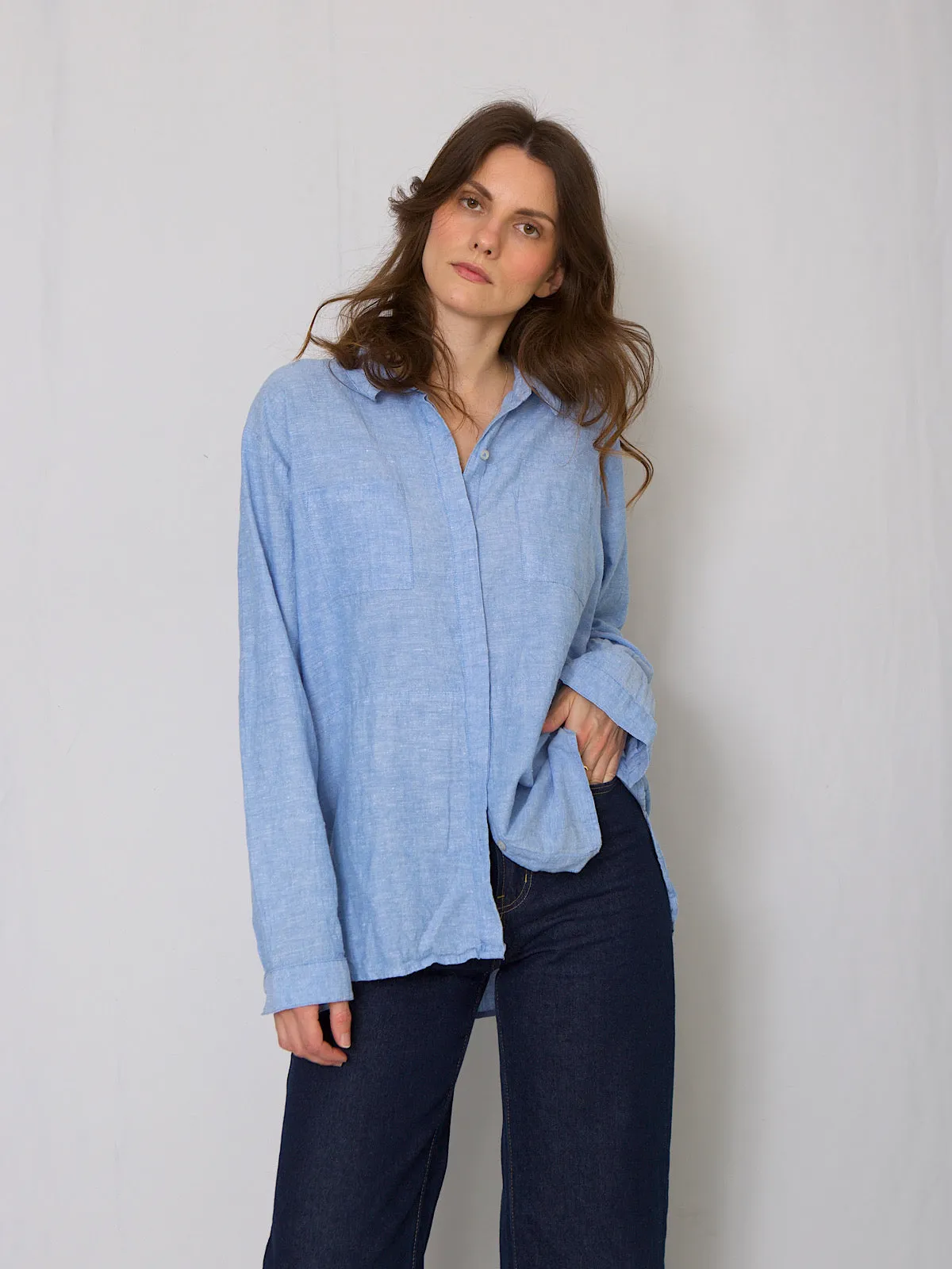 Linen blue oversized shirt