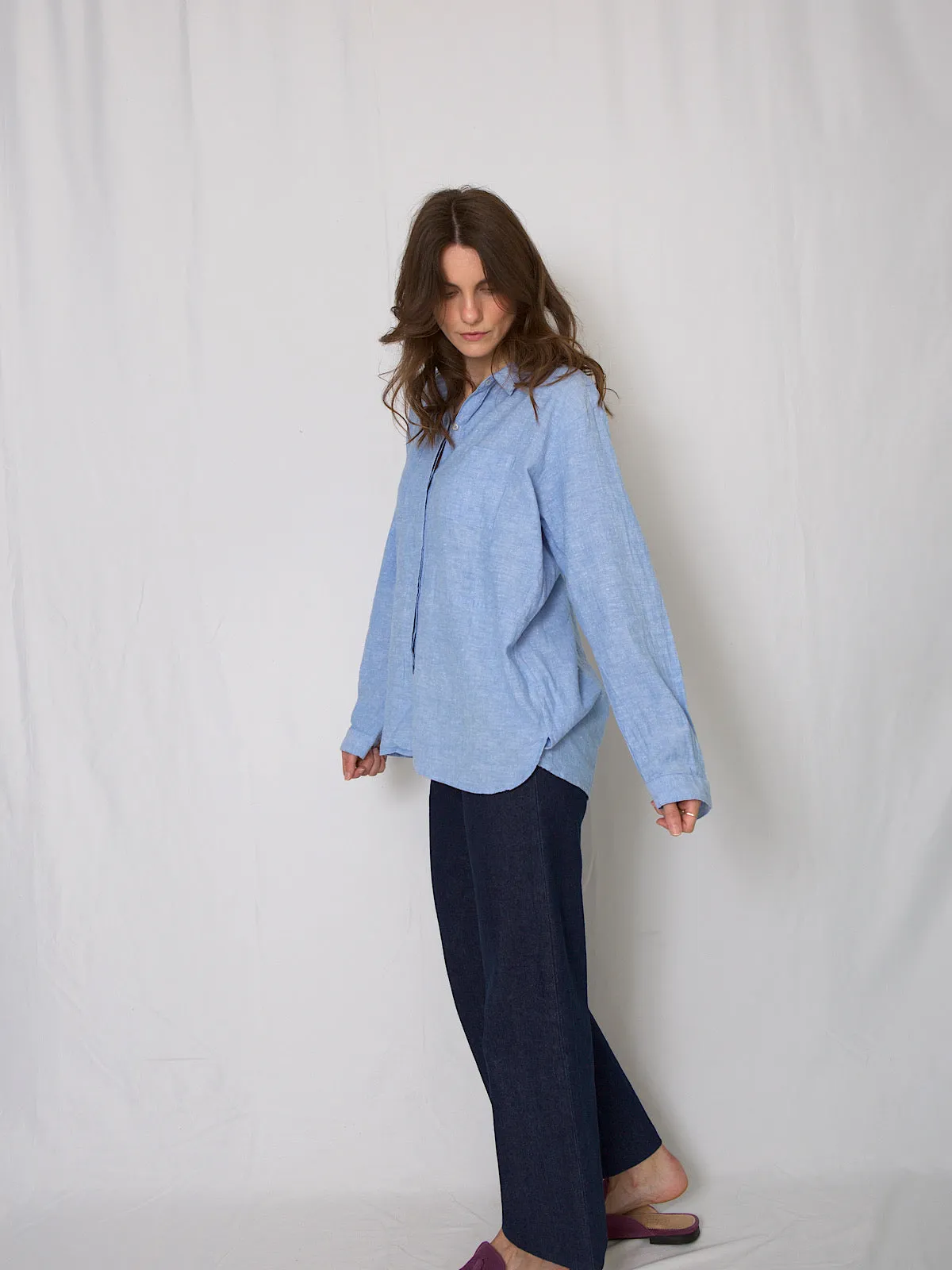 Linen blue oversized shirt