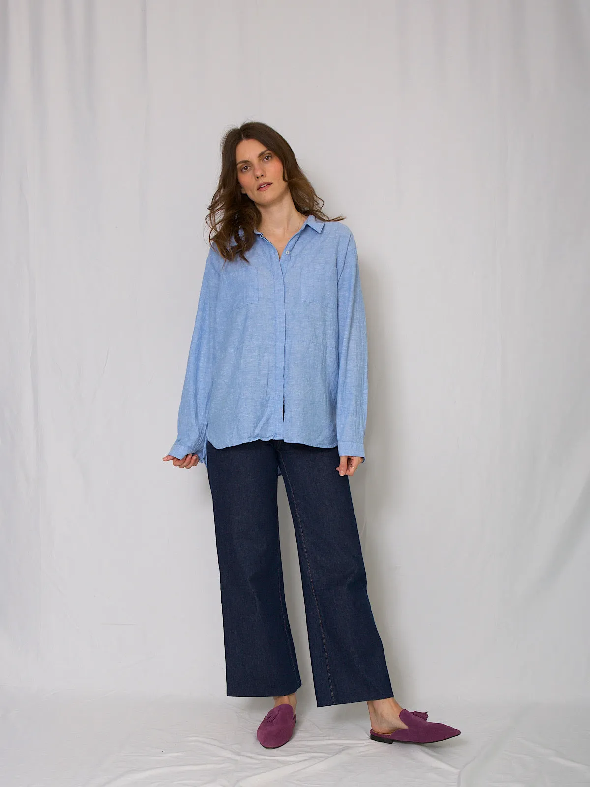 Linen blue oversized shirt