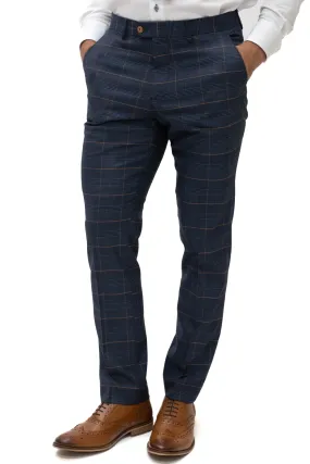 Marc Darcy Jenson Marine Navy Check Trousers
