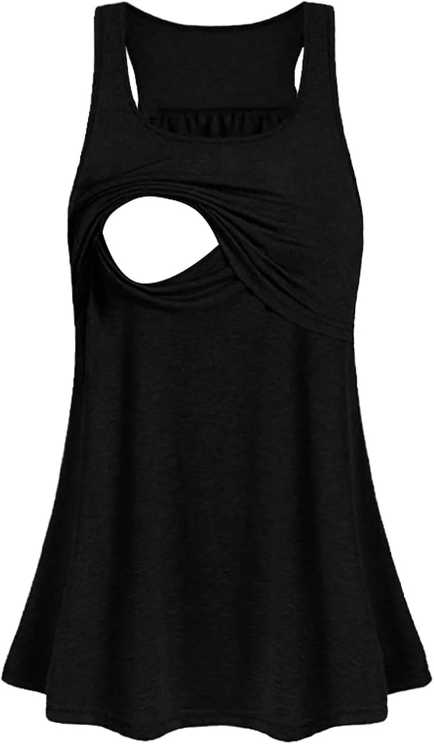 Maternity Tank Dress Loose Sleeveless Dresses Casual Ruched Top Dress Breast-Feeding Dress for Pregnant Women
