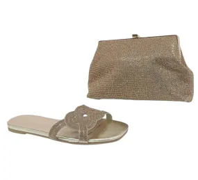 Meilee Intricate Rhinestone Sandal & Clutch Set