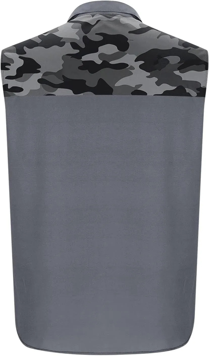Men's Camouflage Patchwork Workout Casual Tank Top Casual Sleeveless Button Down Graphic Muscle Beach Shirts