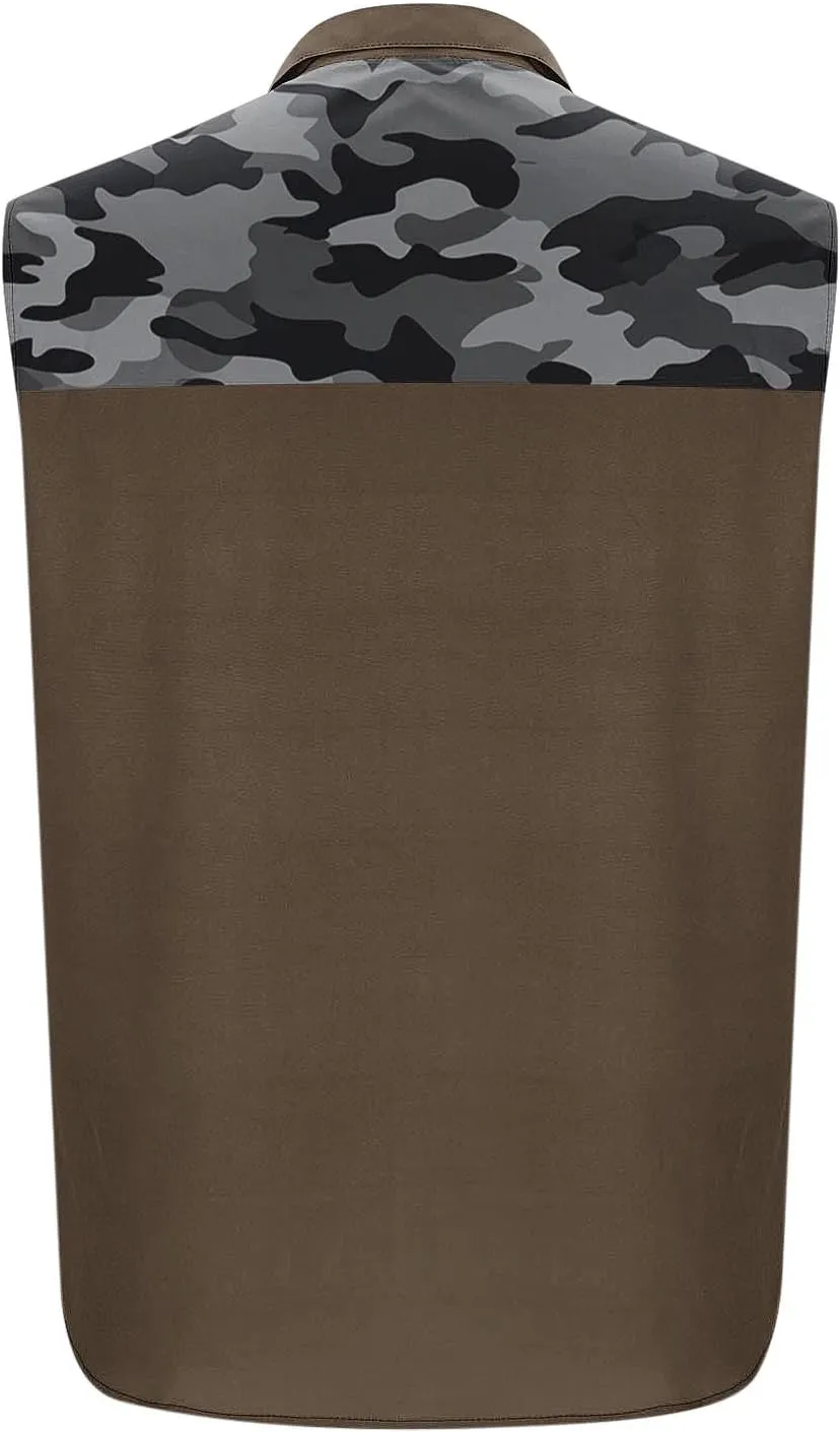 Men's Camouflage Patchwork Workout Casual Tank Top Casual Sleeveless Button Down Graphic Muscle Beach Shirts