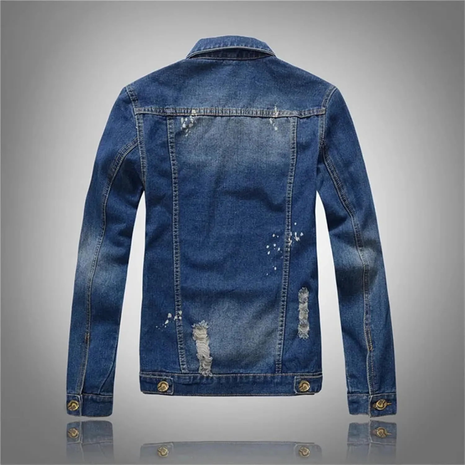Men's Denim Jackets Single Breasted Coat Jeans Coat Slim Fit Denim Jacket Light-Colored Trucker Jacket