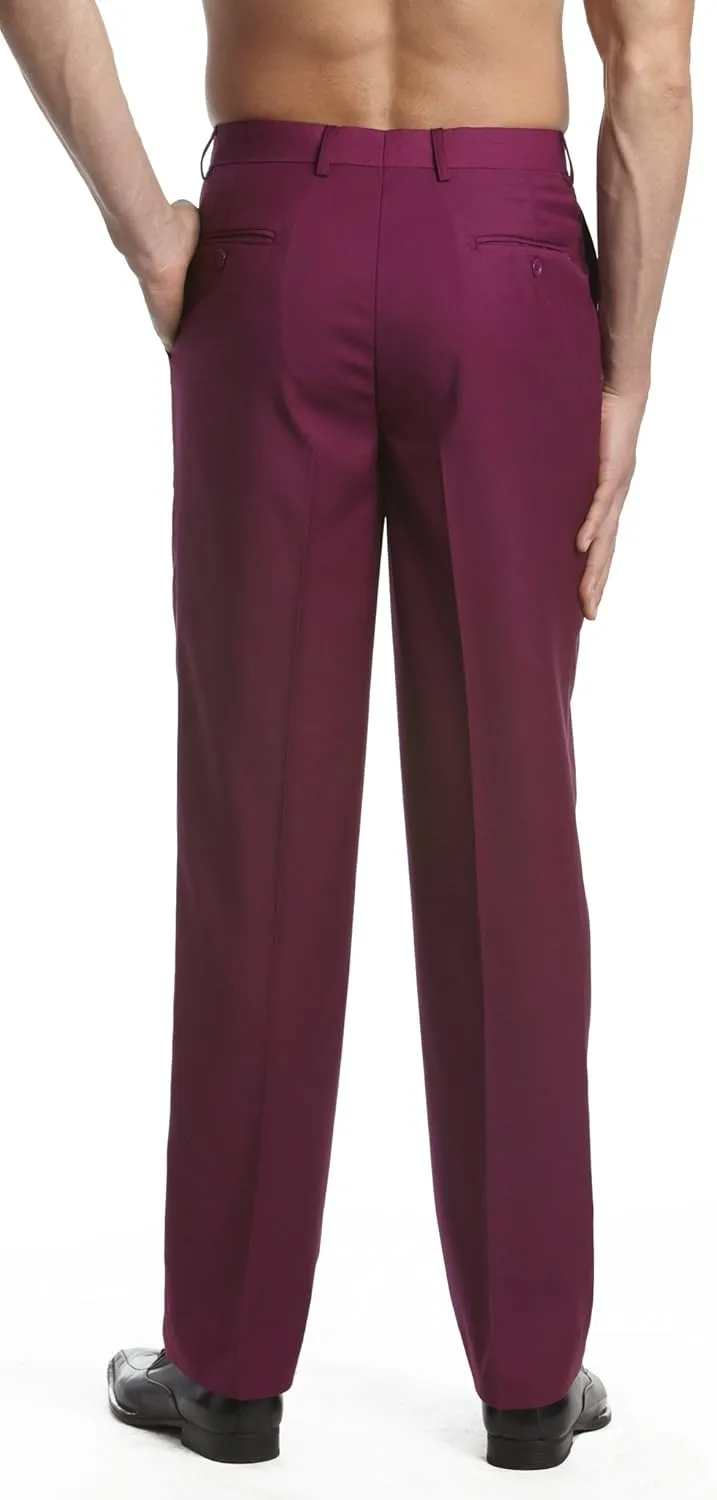 Mens Dress Pant Trousers Flat Front Solid Mix Multi Color Design