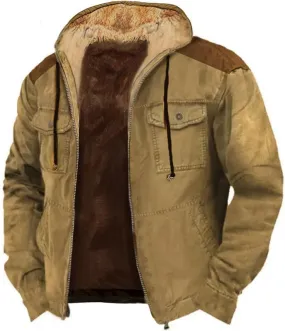 Men's Fleece Lined Sherpa Jackets Winter Casual Stylish Cargo Jacket Warm Coats Jacket for Hiking Travel