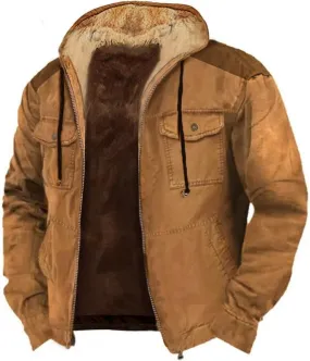 Men's Fleece Lined Sherpa Jackets Winter Casual Stylish Cargo Jacket Warm Coats Jacket for Hiking Travel