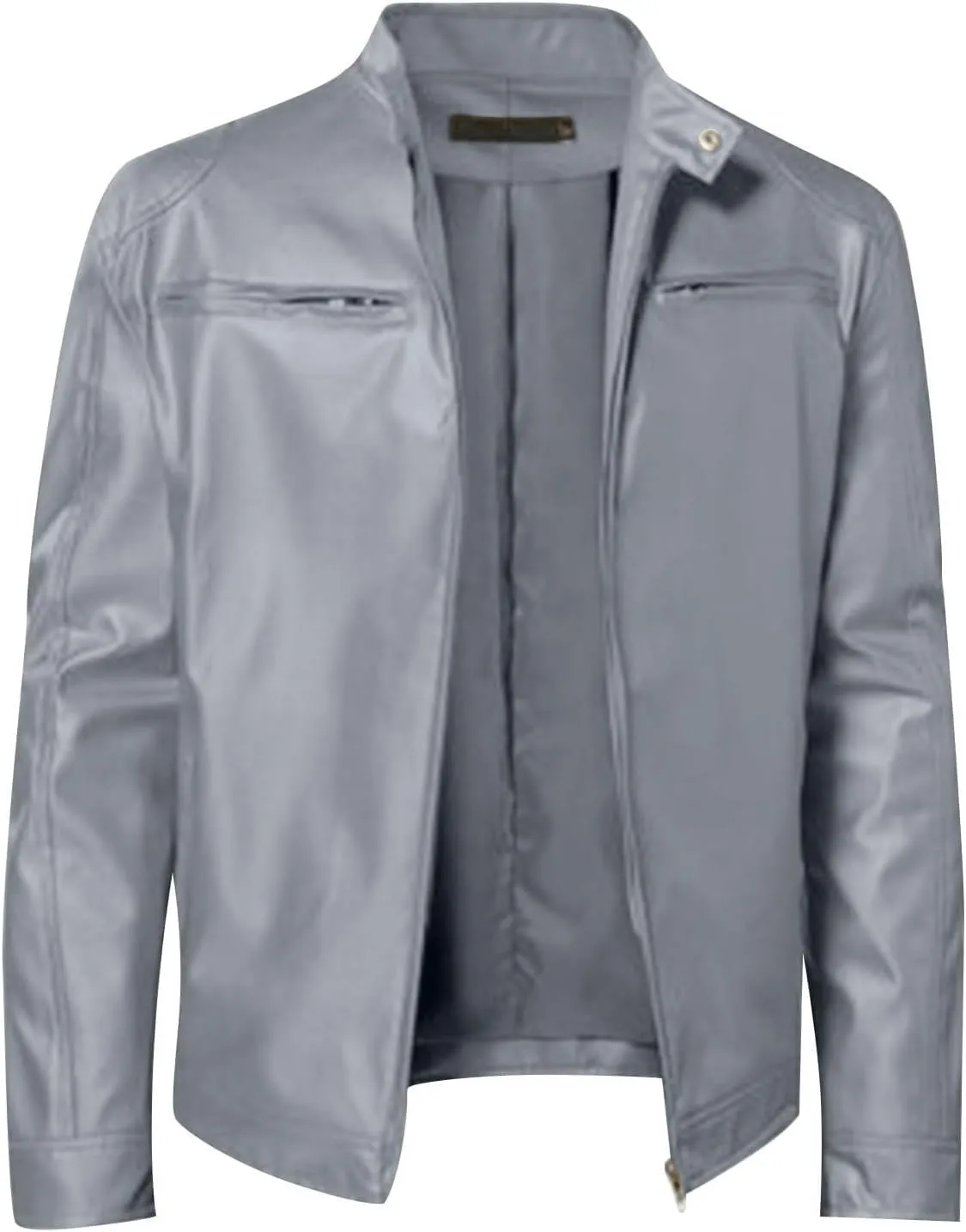 Mens Lightweight Motorcycle Bomber Biker Leather Jackets Stylish Outerwear Zipper Jacket Coat Pockets