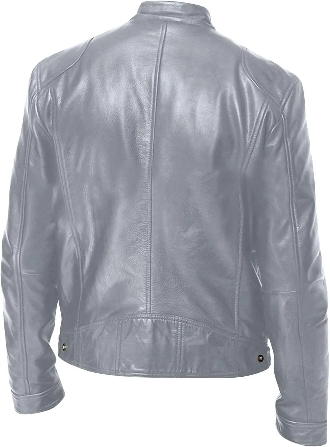 Mens Lightweight Motorcycle Bomber Biker Leather Jackets Stylish Outerwear Zipper Jacket Coat Pockets