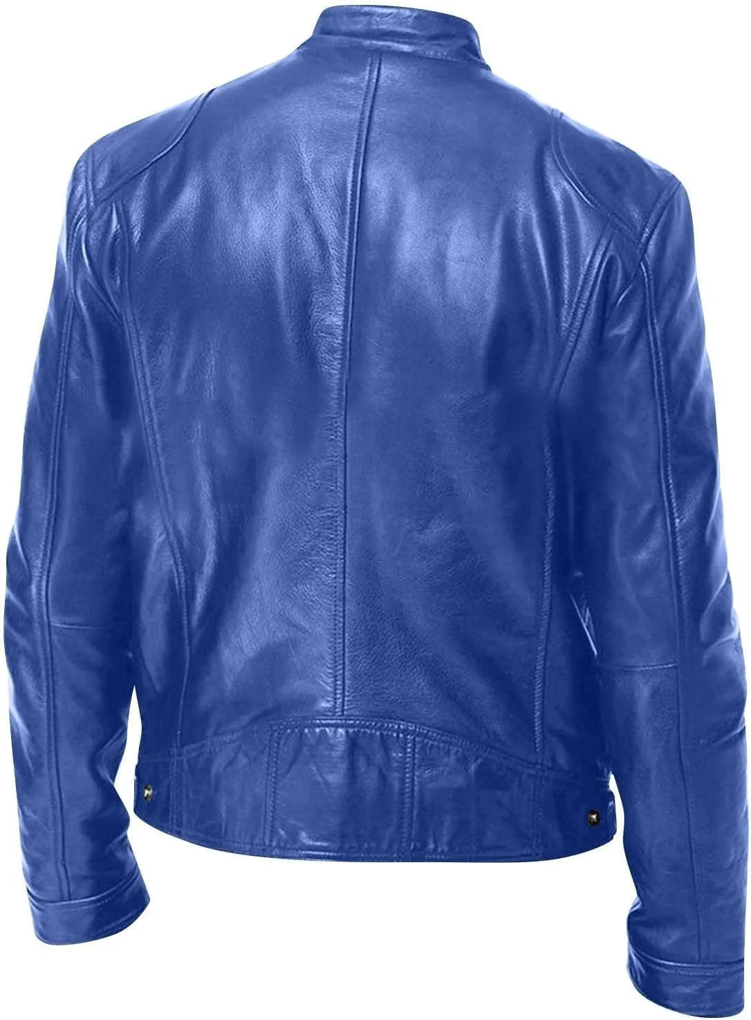 Mens Lightweight Motorcycle Bomber Biker Leather Jackets Stylish Outerwear Zipper Jacket Coat Pockets