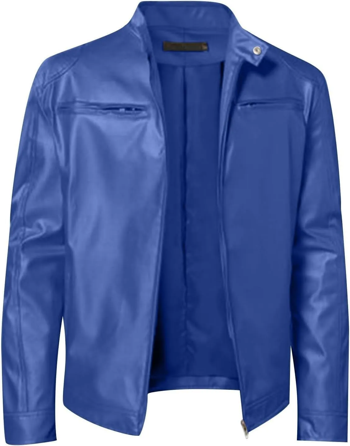 Mens Lightweight Motorcycle Bomber Biker Leather Jackets Stylish Outerwear Zipper Jacket Coat Pockets