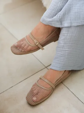 Mesh Flats In Beige