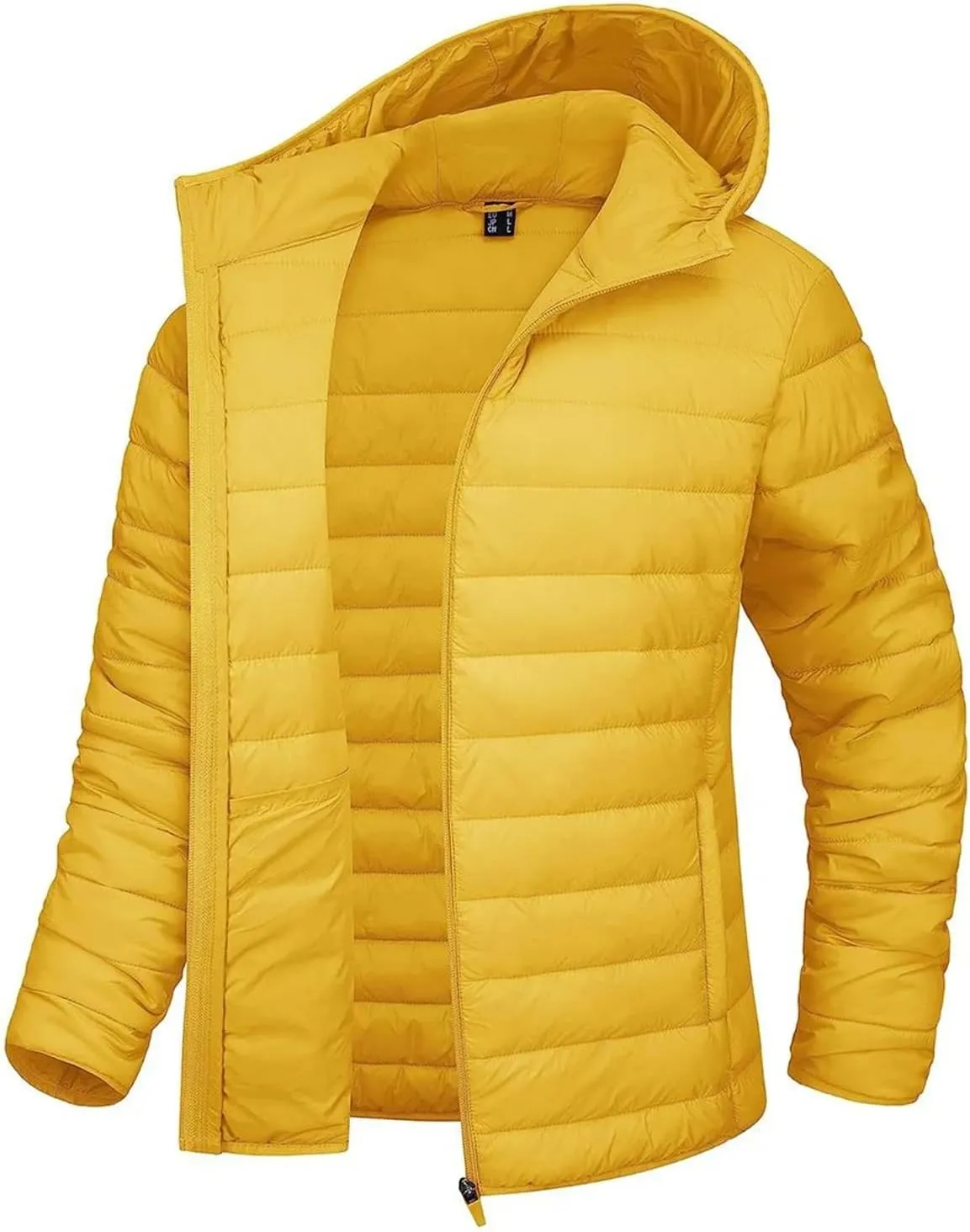 Mnjyihy Women‘S Lightweight Hooded Puffer Jacket Solid Full Zip Quilted Down Coat Winter Windbreaker Outerwear