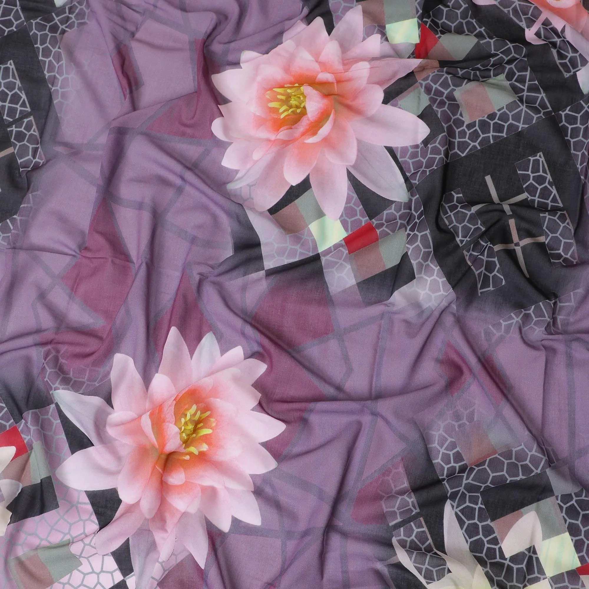 Multicolor Premium cotton voile printed thobe in floral design-D11613
