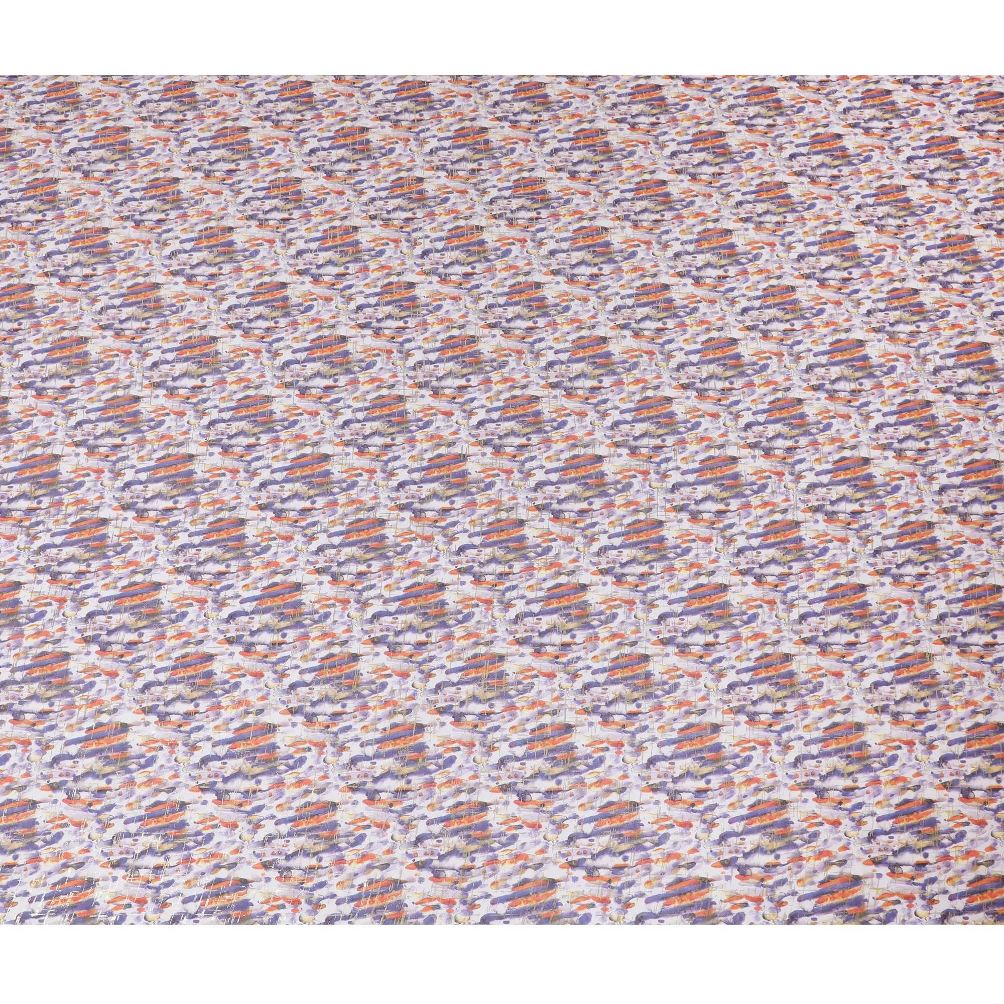 Multicolor pure cotton voile fabric with gold foil print in abstract design-D16557