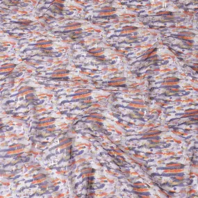 Multicolor pure cotton voile fabric with gold foil print in abstract design-D16557