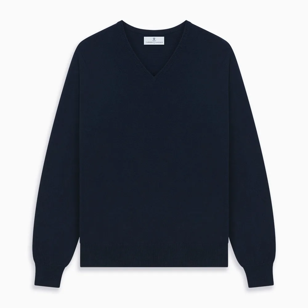 Navy V-Neck Cashmere Jumper
