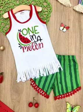 One in a Melon Pom Pom Shorts Set