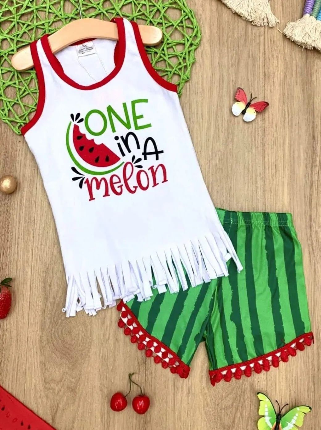 One in a Melon Pom Pom Shorts Set