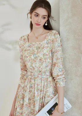 PALE PRINT MIDI DRESS