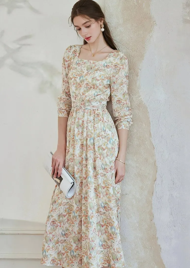 PALE PRINT MIDI DRESS