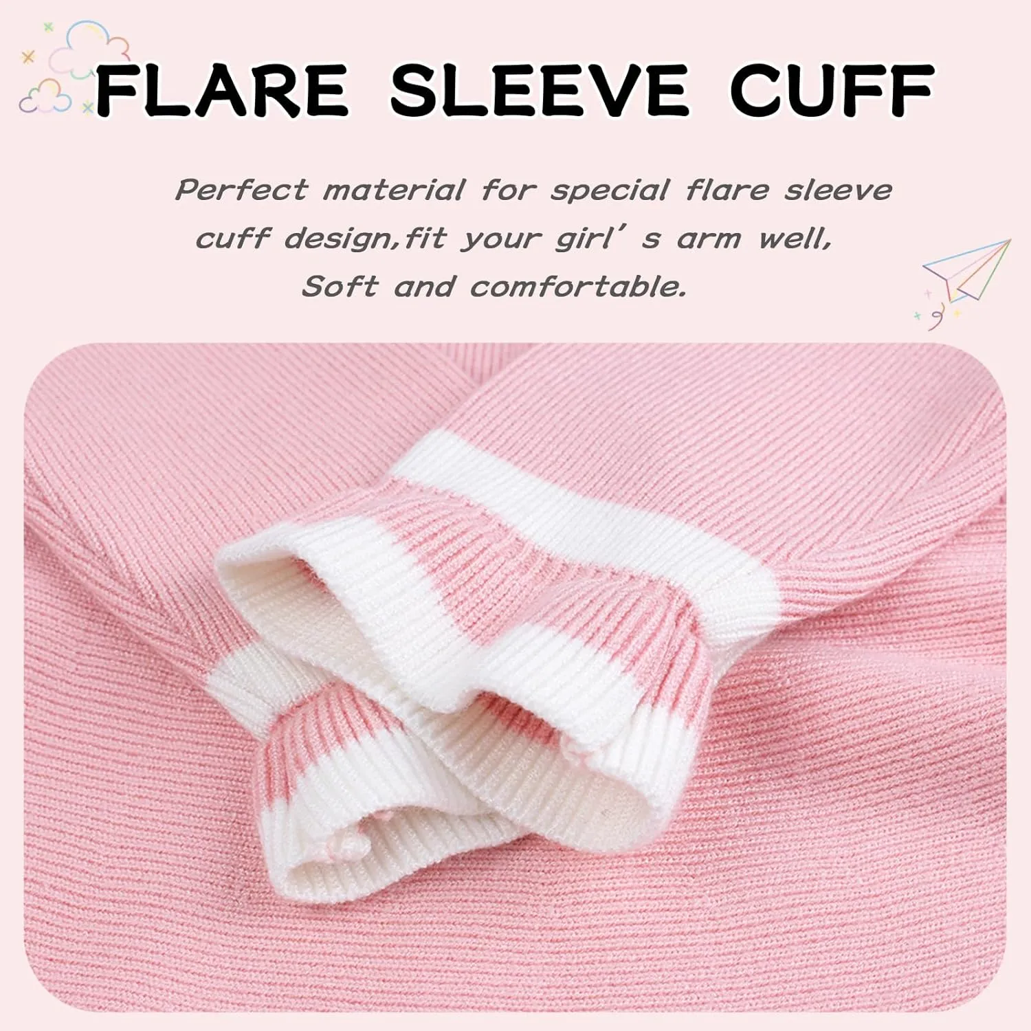 Peecabe Ruffles Toddler Girls Sweater Dress Soft Warm Long Sleeve V-Neck 2-6T Knitted Dress for Fall Winter