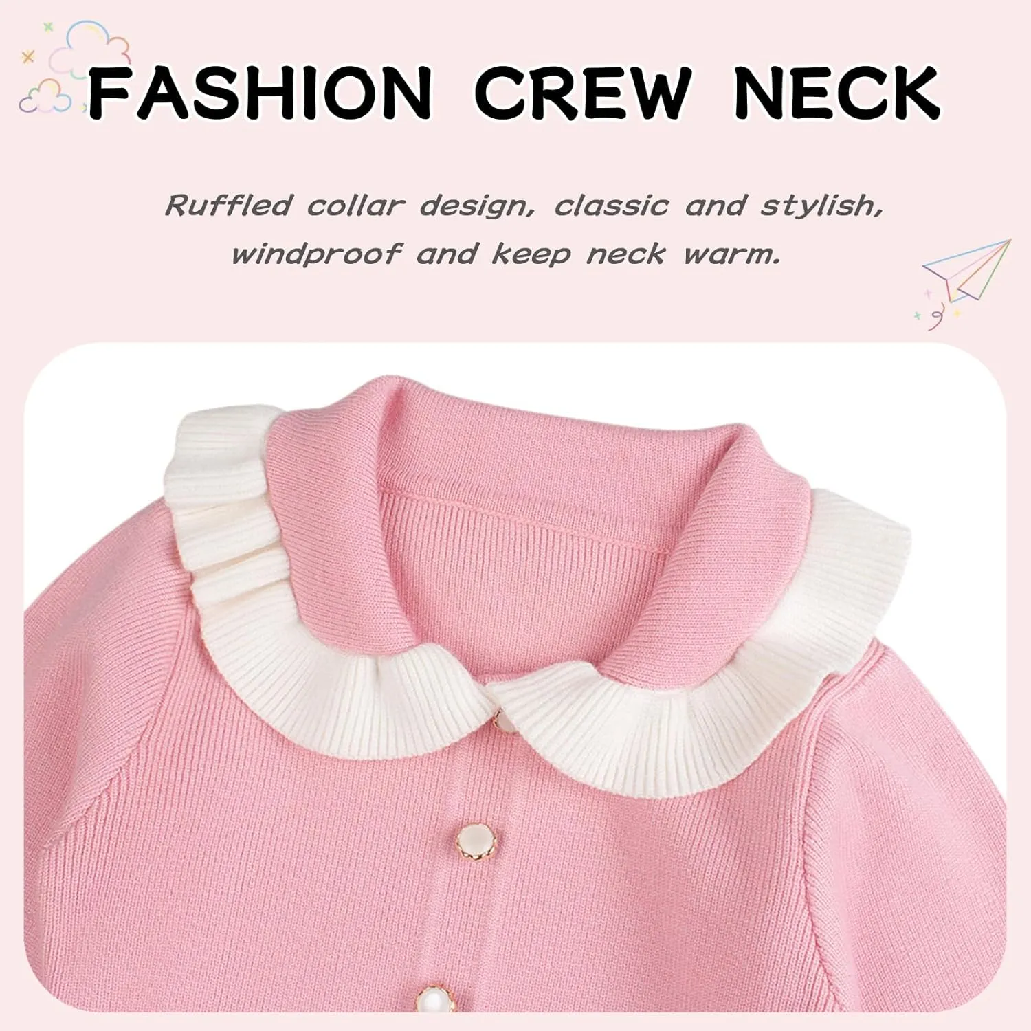 Peecabe Ruffles Toddler Girls Sweater Dress Soft Warm Long Sleeve V-Neck 2-6T Knitted Dress for Fall Winter