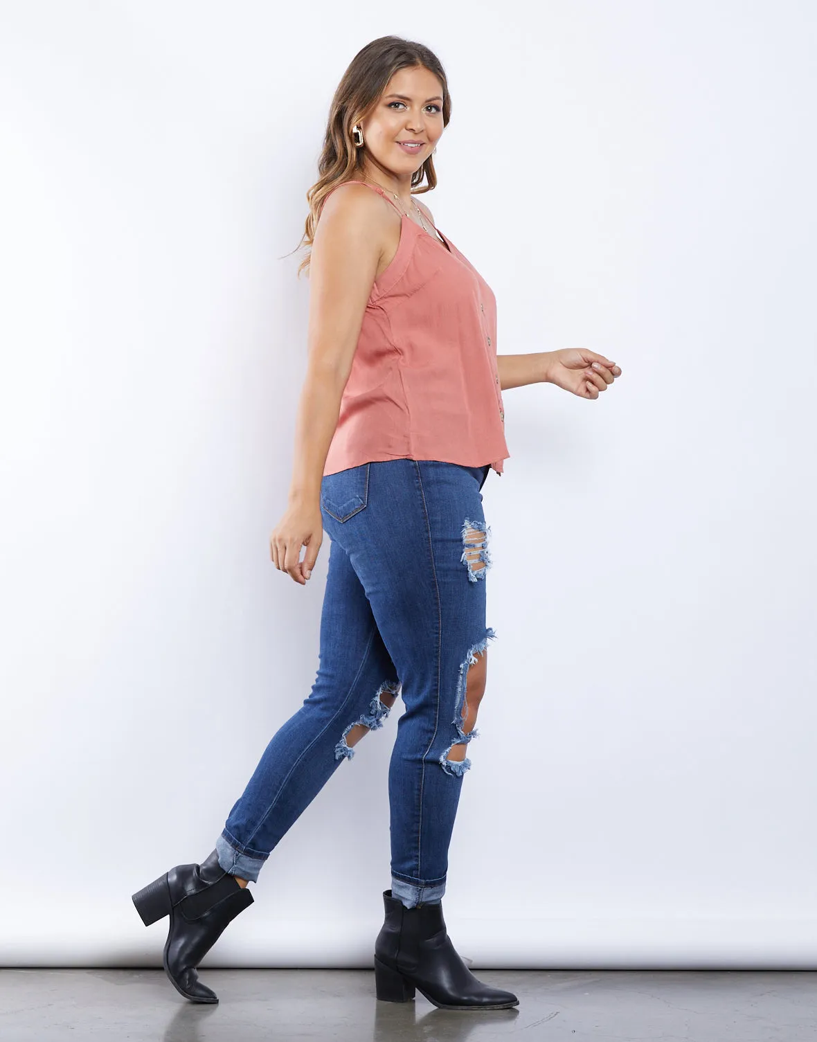 Plus Size Brielle Button Front Tank