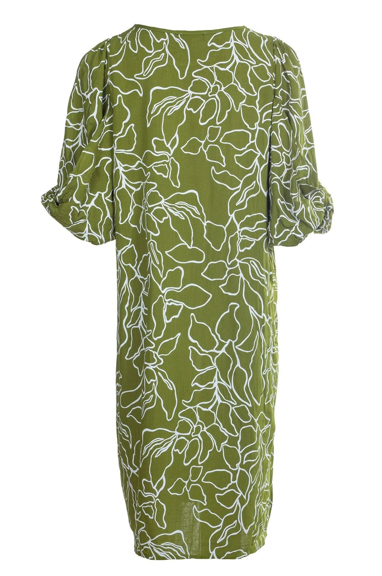 Printed Soft Drape Dress | OLIVE | 4613A1