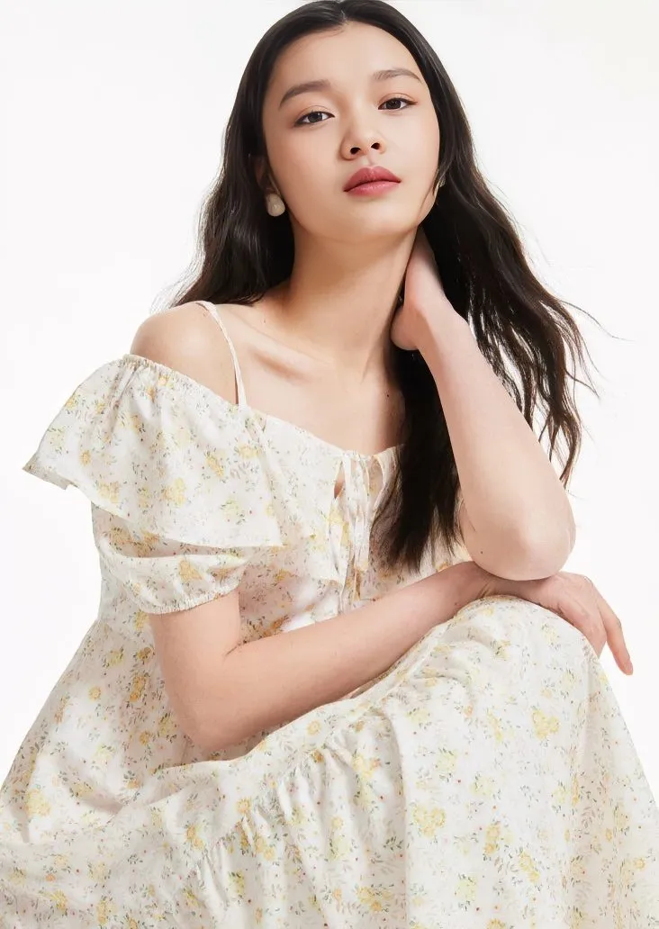 PUFF SLEEVE ROMANTIC FLORAL DRESS
