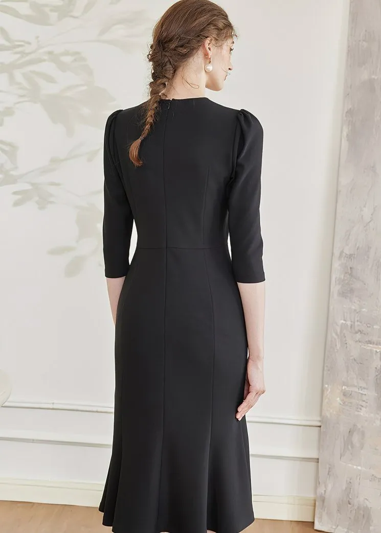 PUFF SLEEVE STRETCH DRESS